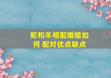 蛇和羊相配婚姻如何 配对优点缺点